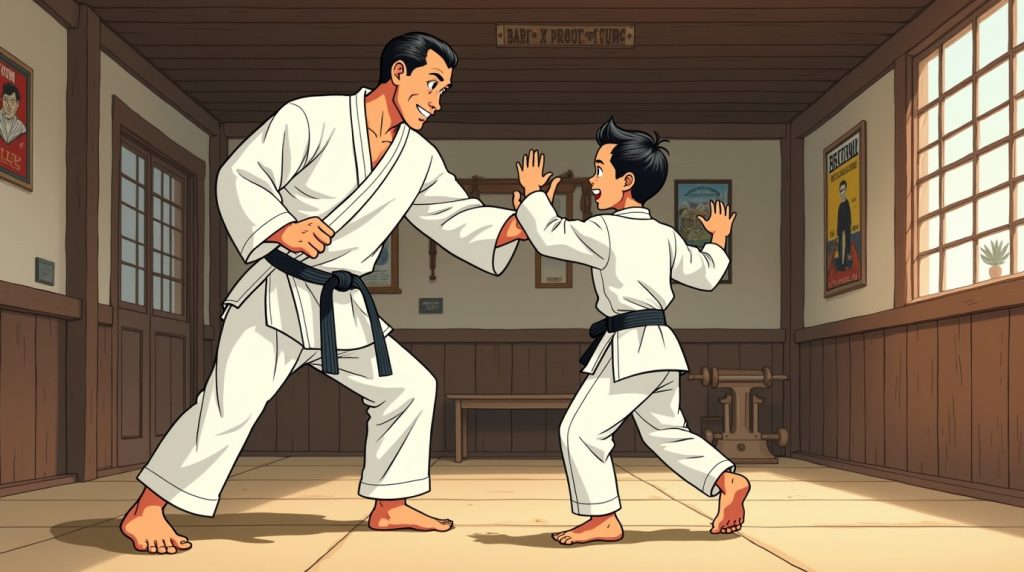 Flux Dev A young Bruce Tegner in the 1940s training in martial 0