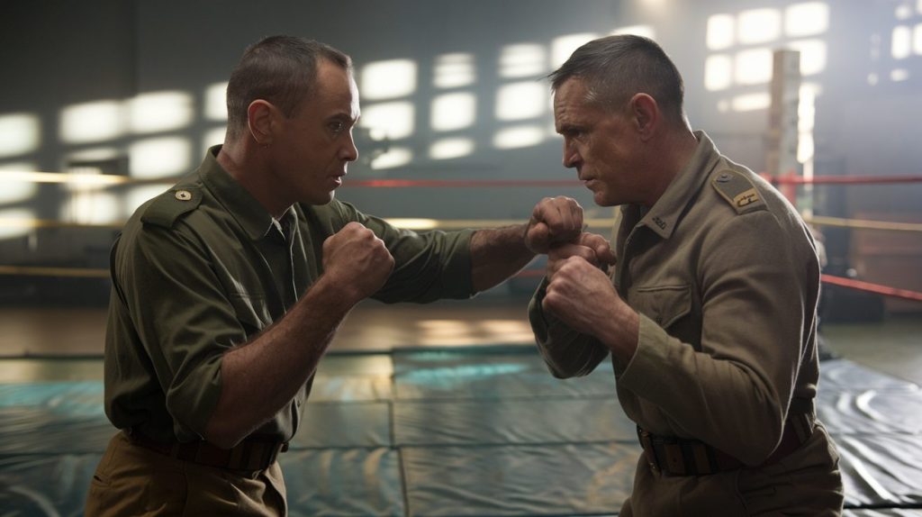 a cinematic shot of sykes and william e ozMKiuBvTCKKEWEGnd1BIA 9WAzOQjQTHOW079icm7JDg